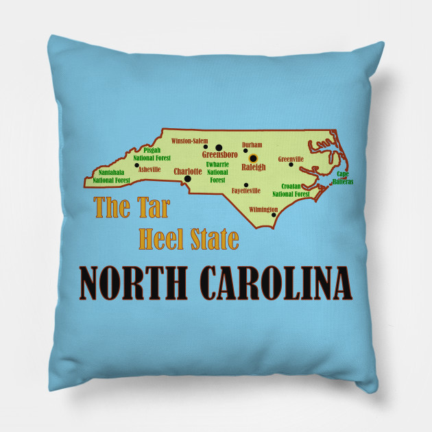 North Carolina Map North Carolina Pillow Teepublic