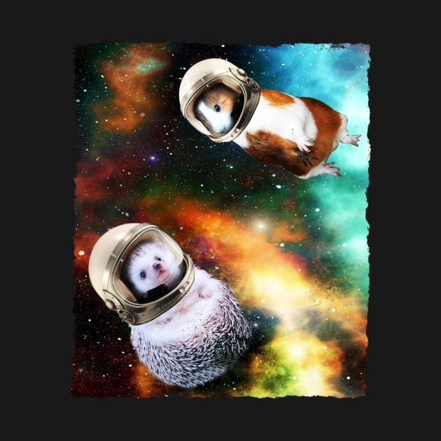 Cute Hedgehog And Guinea Pig Floating In Space Galaxy by CozySkull