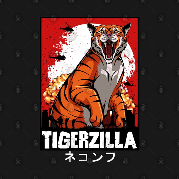 Tiger - Tigerzilla Funny Japanese Movie Monster Wild Cat by Lumio Gifts