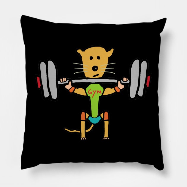 Gym Rat Weightlifting Pillow by Mark Ewbie