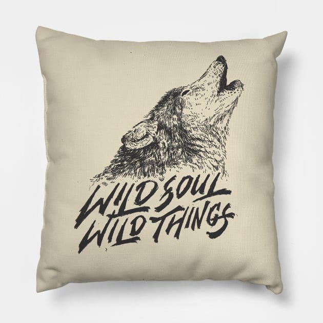 Wolf - Wild Soul Wild Things Pillow by Wibisini