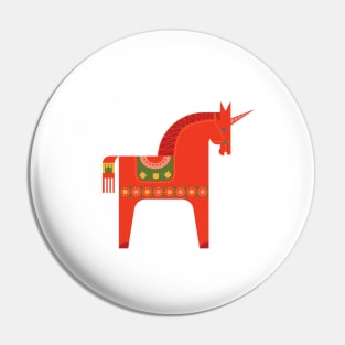 Traditional Inspired Scandinavian Folkstory in Green + Red Pin