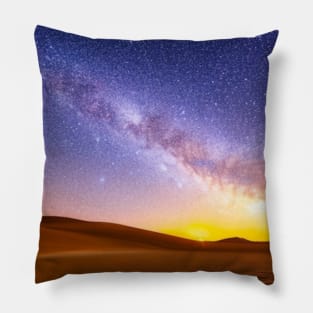 Ai Generated Art Scenery - Desert Night Sky Sunset Pillow