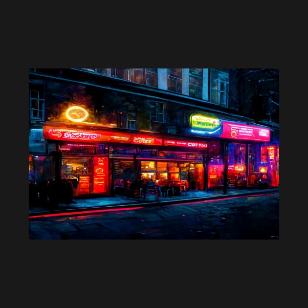 London City Street View At Night In Neonlight / London, England by Unwind-Art-Work