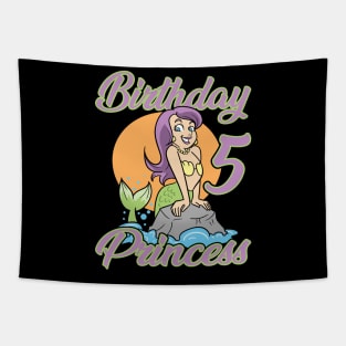 Fifth 5th Birthday Mermaid Princess Tapestry