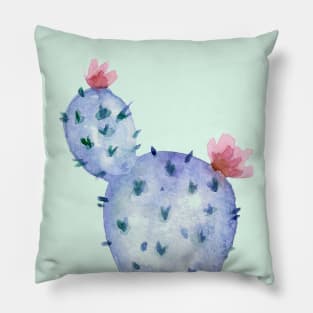 Watercolor cactus with flowers Pillow