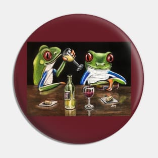 "Fine Wine" - Frogs After Five collection Pin