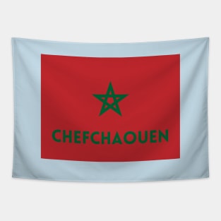 Chefchaouen City in Moroccan Flag Tapestry
