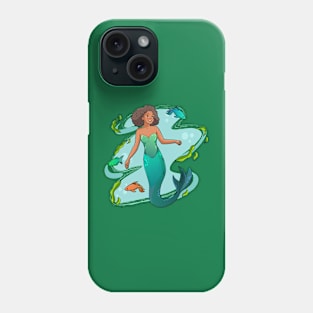 Black mermaid Illustration Phone Case