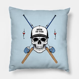 Born to Fish Skull Pillow