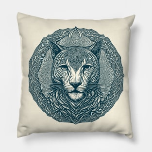 Monochrome Mountain Lion Portrait Pillow