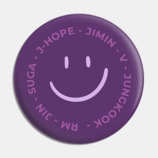 BTS Names - Happy Smile Face Pin