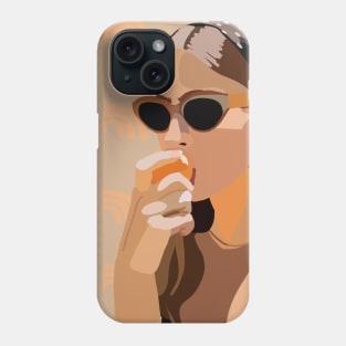 A Woman eating an apricot Phone Case