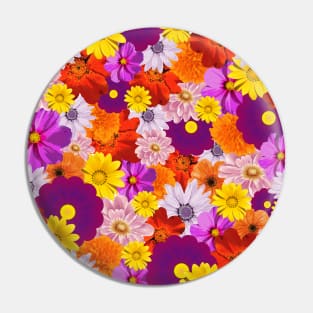 Beautiful Purple Orange Flower Pattern Pin