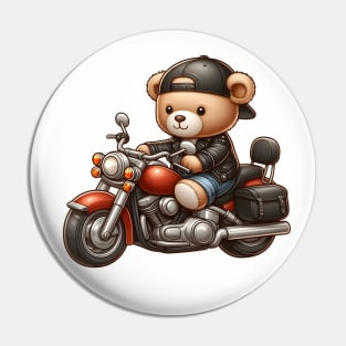 Cute Bear on a Motorcycle Kawaii Pin