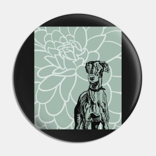 Boho Greyhound and Flower Pin