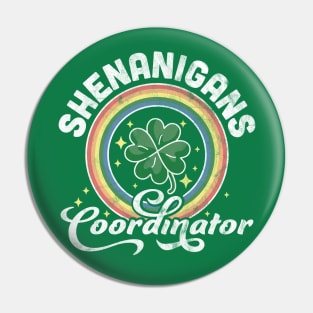 Shenanigans Coordinator Funny Teacher St Patrick's Day Retro Pin