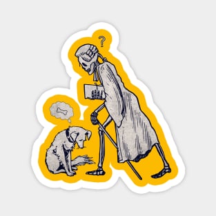 Skeleton Poet and Dog Staring Encounter, Skeleton Funny Magnet