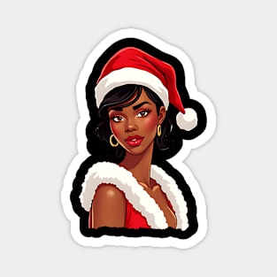 African American Woman Santa, Black Mrs Santa Claus Magnet