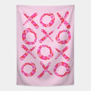 HUGS AND KISSES XOXO Romantic Love Valentines Day Lovecore Floral Pink Red - UnBlink Studio by Jackie Tahara Tapestry