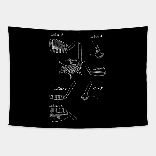 sand wedge golf club Vintage Patent Drawing Tapestry by TheYoungDesigns