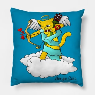 Valentine's Day Ginger Yellow Cupid Cat Pillow