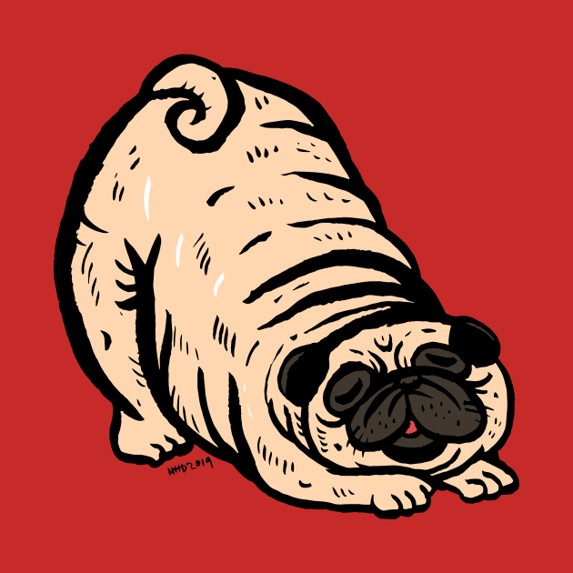 Pug Stretching by nokhookdesign