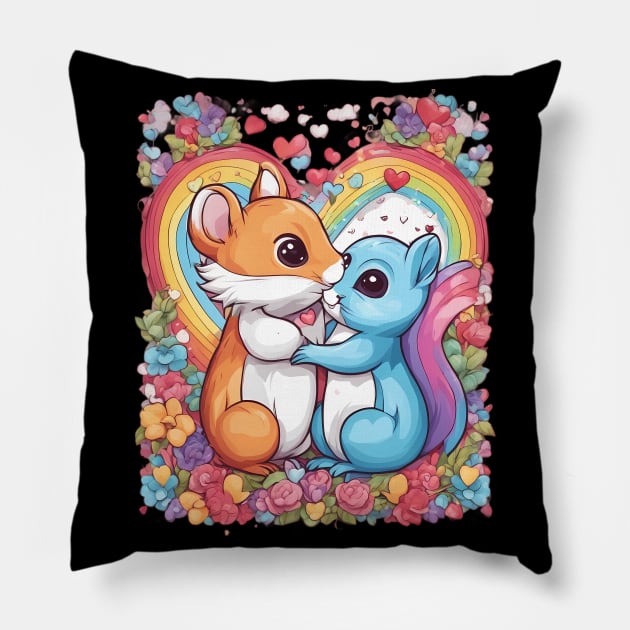 Romantic Couple Squirrel Pillow by animegirlnft