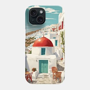 Mykonos Greece Tourism Vintage Poster Phone Case