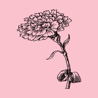 Vintage Carnation Botanical Line Art Illustration T-Shirt