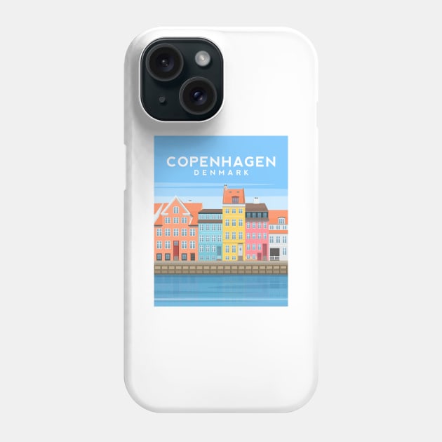 Copenhagen Canal Houses, Denmark Phone Case by typelab