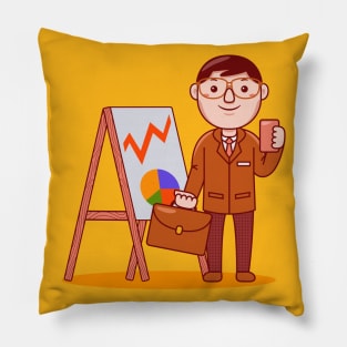 Cute Businessman Cartoon Pillow