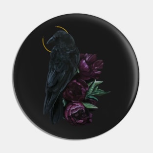 crow and flowers Pin