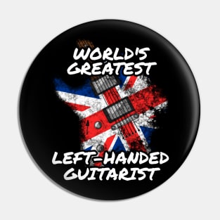 World's Greatest Left-Handed Guitarist UK Flag Guitar Pin