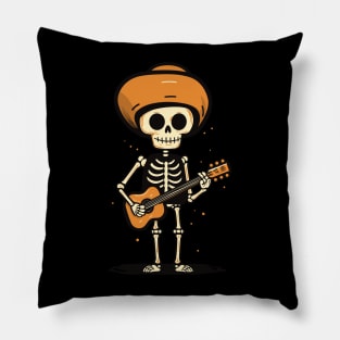 Funny Skeleton with Mexican Hat Pillow