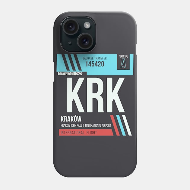 Krakow (KRK) Airport Code Baggage Tag Phone Case by SLAG_Creative