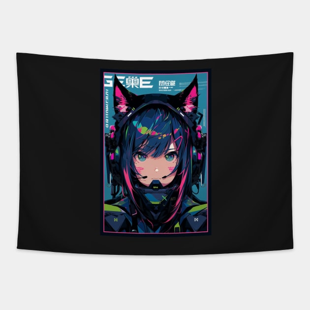 Anime Cat Girl | Quality Anime Design | Chibi Cat Girl Miaw | Manga Anime Art Tapestry by AlNoah