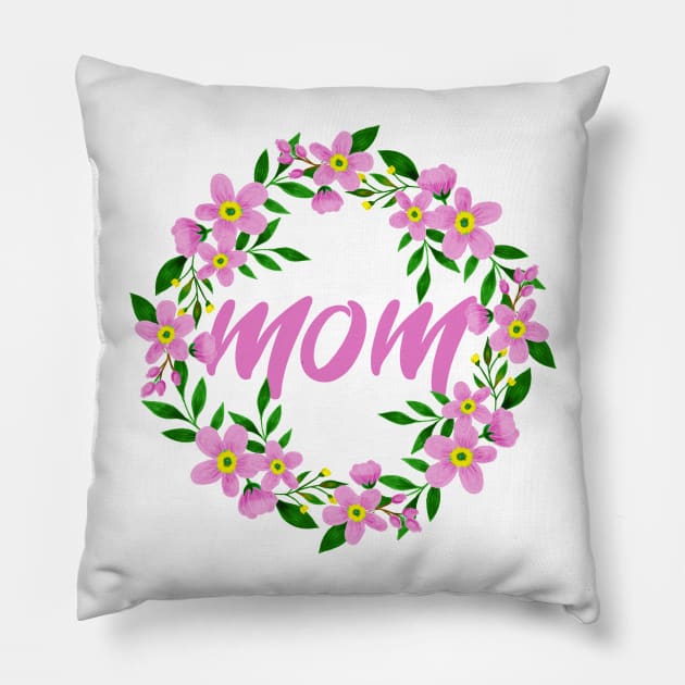 Floral mom, Forget Me Not Floral Wreath, Floral Trendy Arrows Pillow by slawers