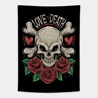 Love to Death Skull and Rose Tapestry