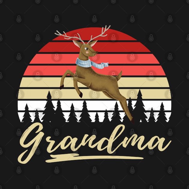 Grandma Santa Reindeer Retro Sunset by CoffeeandTeas