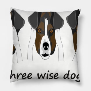 Three wise dogs Three wise monkeys see no evil, hear no evil, speak no evil Japanese Pillow