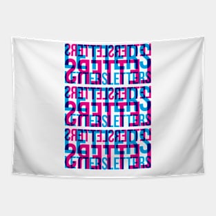 Letters Typography Stack (Cyan Magenta Blue) Tapestry