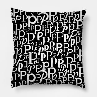 P - Typography (White) Pillow