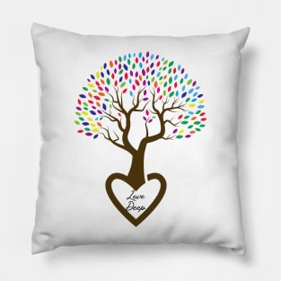 Love Deep Rainbow Tree Pillow