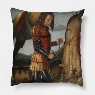 The Archangel Michael Triumphant Over Satan by Riccardo Quartararo Pillow