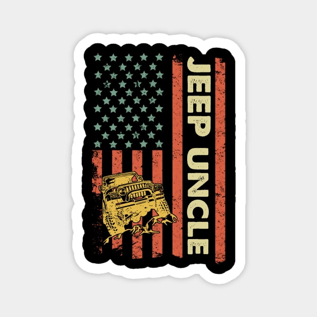 Jeep Uncle American Flag Jeep Father's Day Jeep Gift Jeep Papa America Jeep 4th of July Magnet by Liza Canida