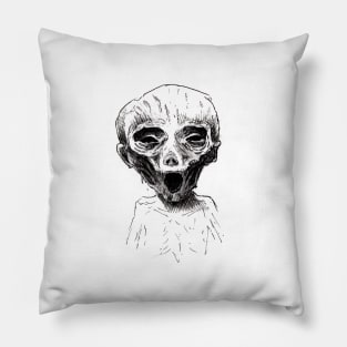 Screaming Child, Ink Illustration creepy mummy Pillow