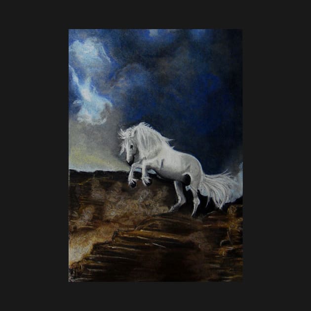 wild and white horse by angipangi7