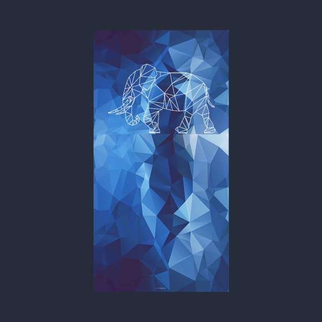 Elephant geometric style blue abstract background by robiman