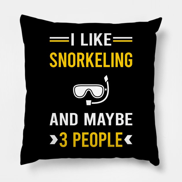 3 People Snorkeling Snorkelling Snorkel Snorkeler Pillow by Good Day